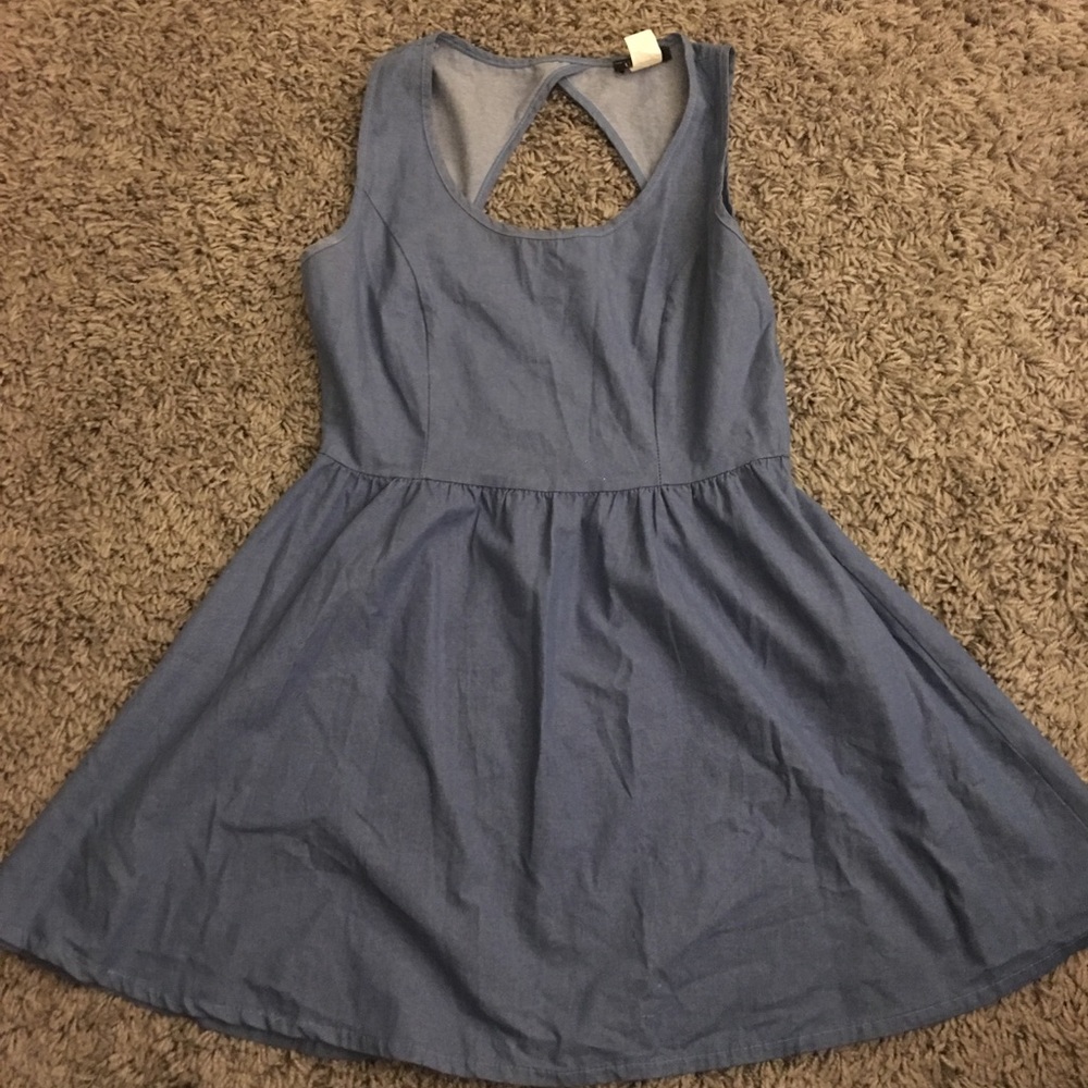 Denim dress.